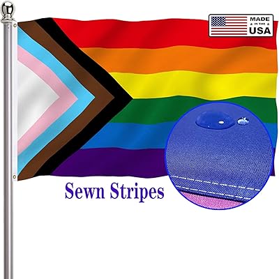 progress pride 彩虹旗 3x5 户外-210d 缝制条纹 lgbtq *双性恋跨性别